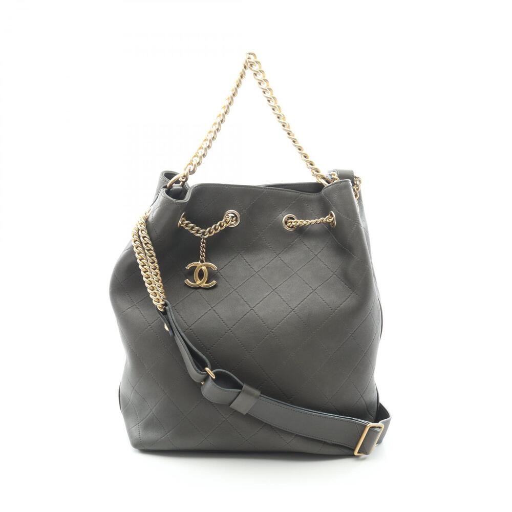 Chanel Matelasse Shoulder Bag Leather Green